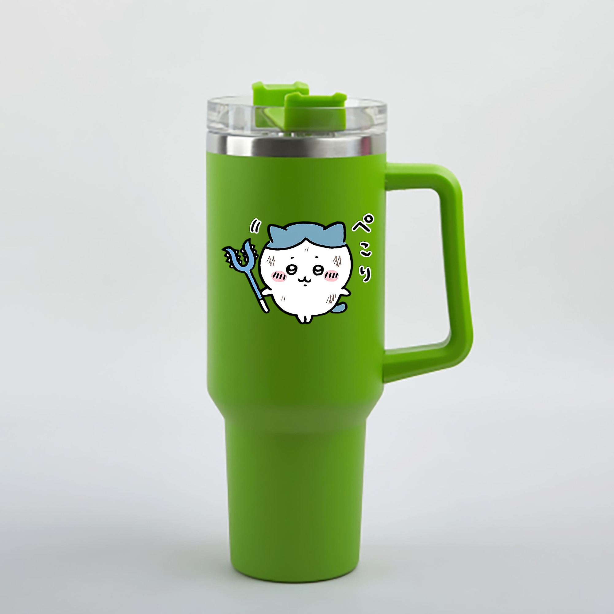 （画像用） ちいかわ ハチワレ Chii-kawa hachiware 1200mL車用タンブラー - クリスタルステッカー（プラスチックストロー付き）